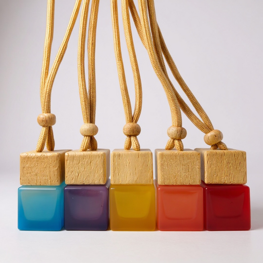 Car Diffuser Hanging Frosted Bottle with Wooden Lid- 8ml