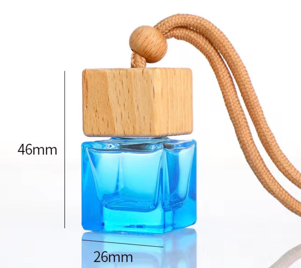 Car Diffuser Hanging Bottle Colorful with Wooden Lid- 8ml