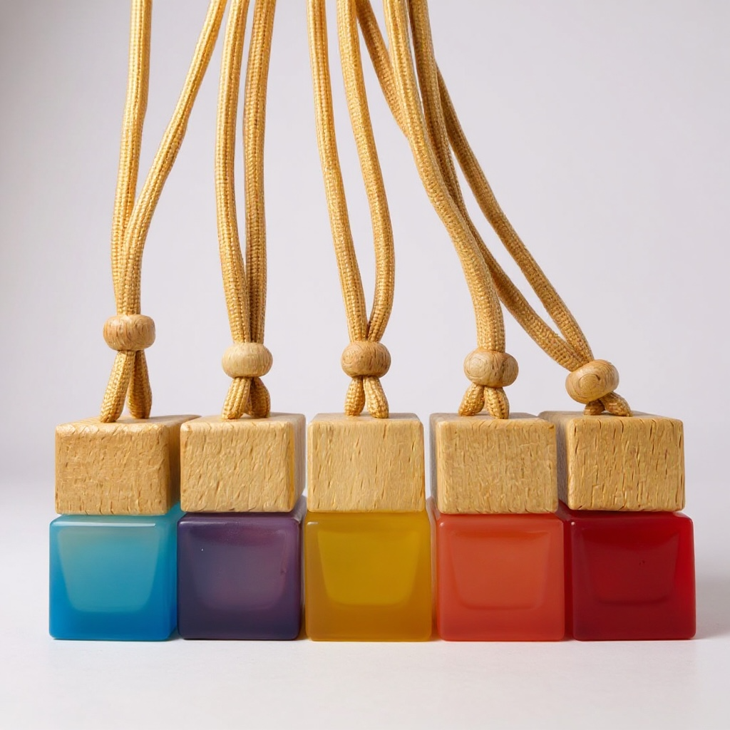 Car Diffuser Hanging Frosted Bottle with Wooden Lid- 8ml